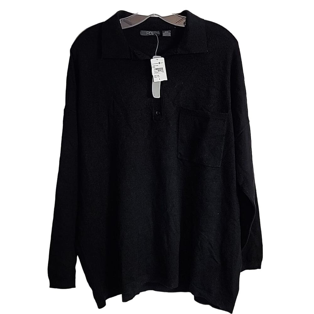 RDI Black Sweater with Front Chest Pocket, NWT, Small